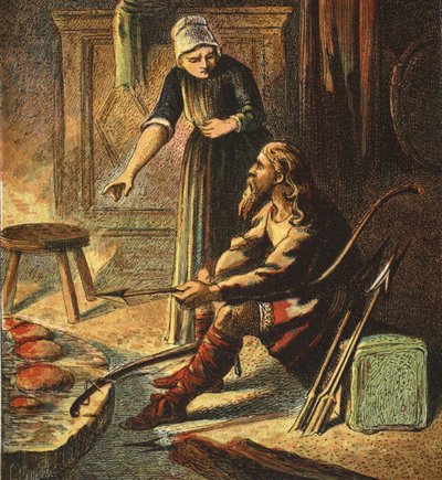 Król Alfred i ciastka, wyd. 1890 autorstwa English School