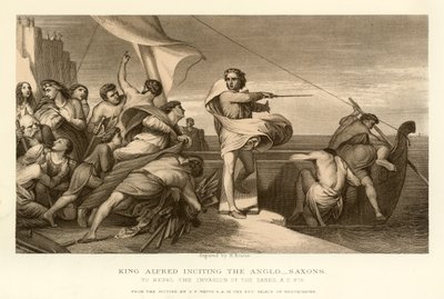 Król Alfred podżegający Anglo Sasów autorstwa English School