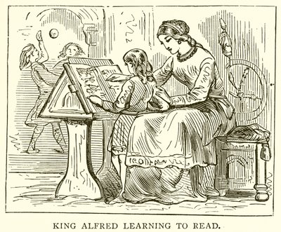 Król Alfred uczący się czytać autorstwa English School