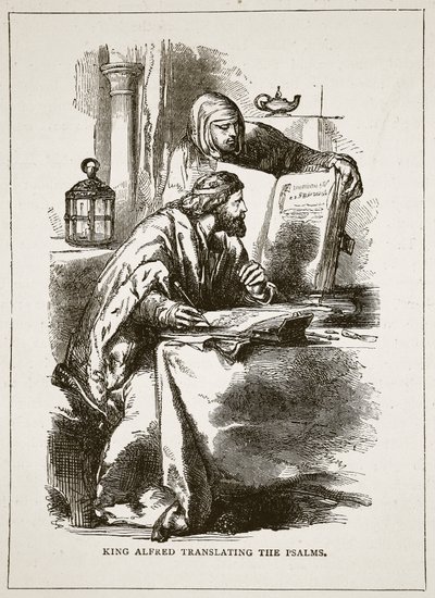 Król Alfred tłumaczy psalmy autorstwa English School