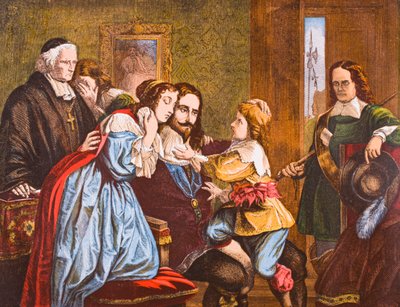 Król Anglii Karol I żegnający się z dziećmi przed egzekucją, z „Worthies Old England