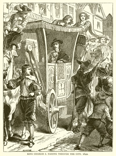 Król Karol I przechodzący przez miasto, 1642 autorstwa English School