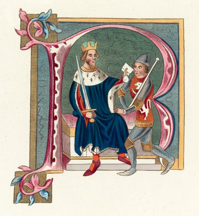 Król Edward II (kolorowy grawerunek) autorstwa English School