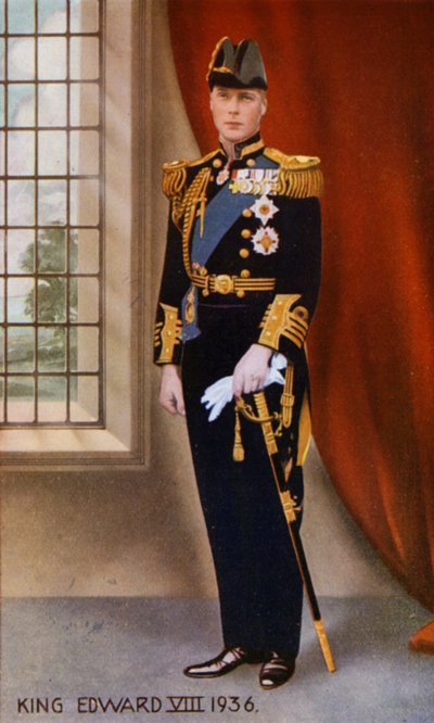 Król Edward VIII (kolorowa litografia) autorstwa English School