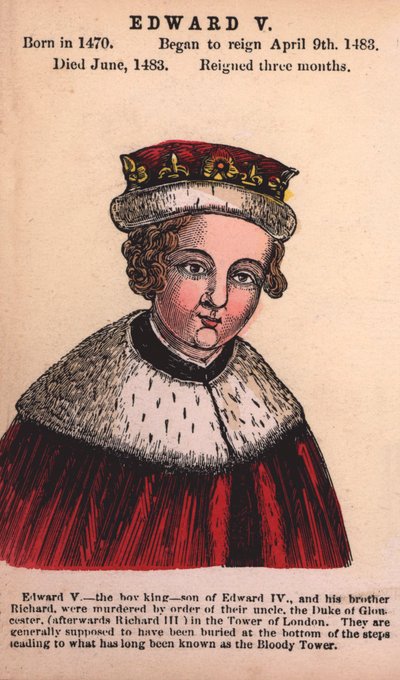 Król Edward V (kolorowy grawerunek) autorstwa English School