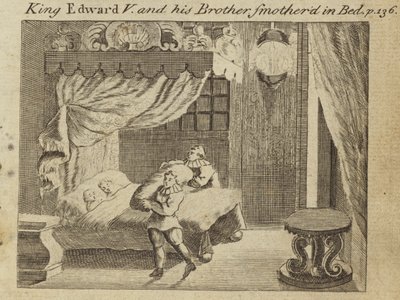 Król Edward V i jego brat udusili się w łóżku autorstwa English School