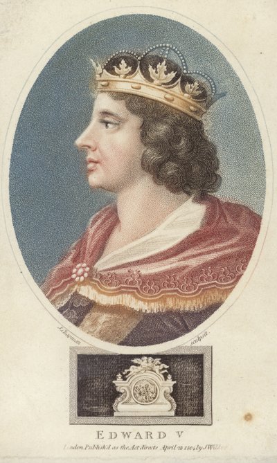 Król Anglii Edward V (kolor grawerowany) autorstwa English School