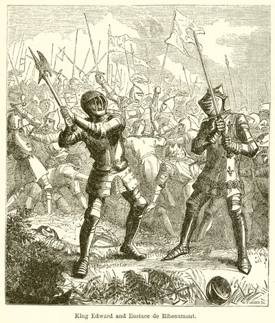 Król Edward i Eustachy de Ribeaumont autorstwa English School