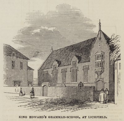 Gramatyka Króla Edwarda w Lichfield (grawerowanie) autorstwa English School