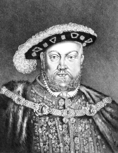 Król Henryk VIII (c1491-1547) ilustracja z "Portrety postaci znanych w historii Wielkiej Brytanii", (mezzotinta) autorstwa English School