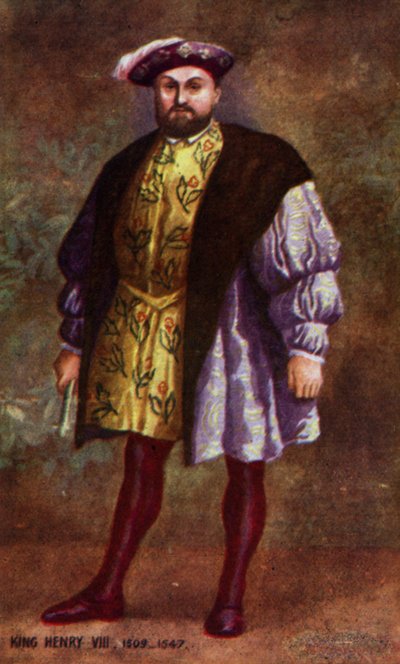 Król Henryk VIII (kolorowa litografia) autorstwa English School