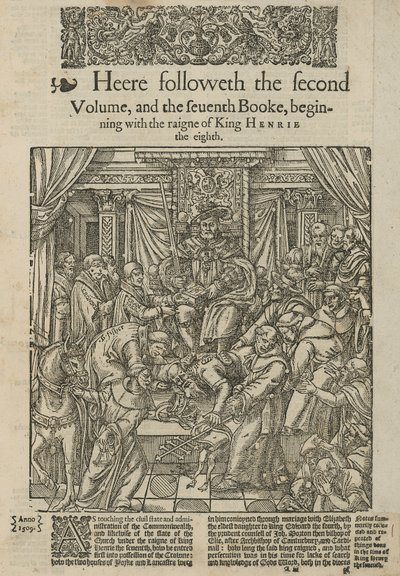 Król Henryk VIII depczący papieża autorstwa English School