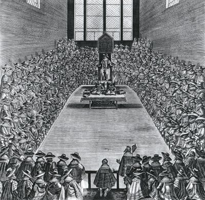 Król Jakub I (1566-1625) w Izbach Parlamentu, 1624 autorstwa English School