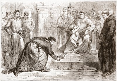 Król Jan i legat papieski, ilustracja z Historii protestantyzmu Jamesa Aitkena Wylie (1808-1890), wyd. 1878 autorstwa English School