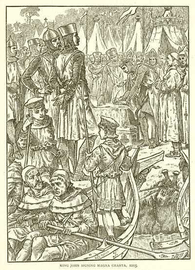 Król Jan podpisuje Magna Charta, 1215 autorstwa English School