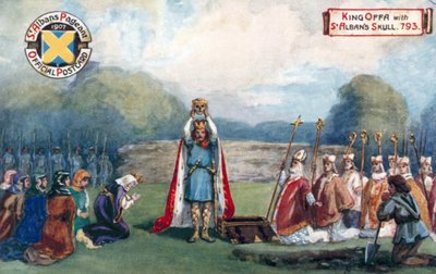 Król Offa z czaszką St Albans, 793 autorstwa English School