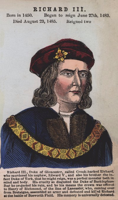 Król Ryszard III (kolorowy grawerunek) autorstwa English School