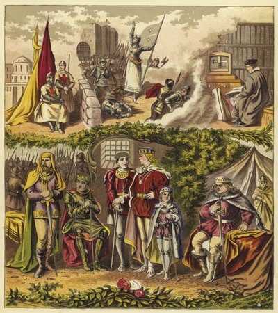 Królowie Domu Lancaster i Yorku; Król Henryk IV, król Henryk V, król Henryk VI, król Edward IV, król Edward V, król Ryszard III autorstwa English School
