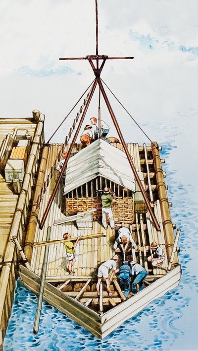 Kon-Tiki zbudowane z drewna balsy autorstwa English School