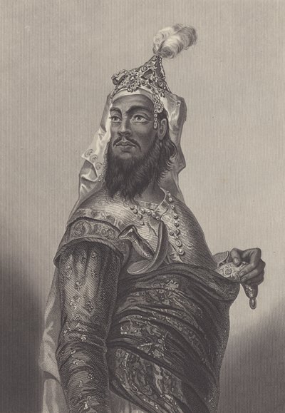 Kunwar Singh, indyjski dowódca wojskowy przeciwko Brytyjczykom w Biharze podczas buntu indyjskiego (rycina) autorstwa English School