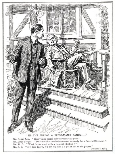 LLoyd George i Bonar Law omawiają perspektywę wyborów powszechnych, luty 1920 autorstwa English School