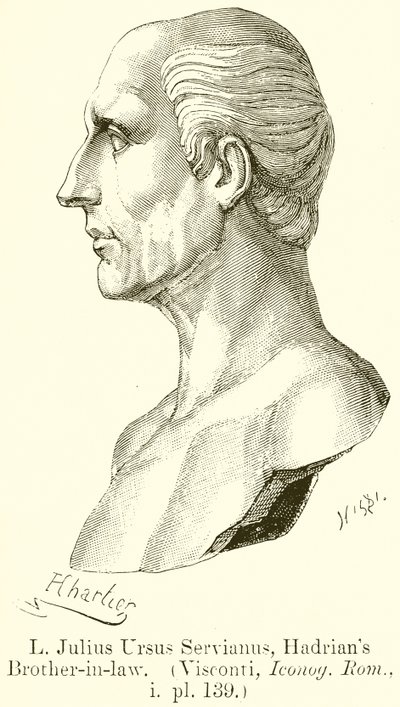 L. Julius Ursus Servianus, szwagier Hadriana. (Visconti, Iconog. Rom., i. pl. 139) autorstwa English School