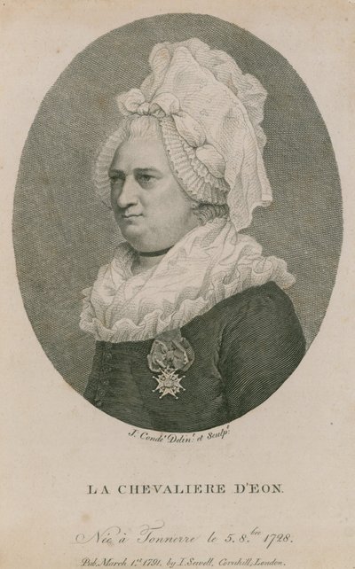 La Chevaliere DEon, urodzony w Tonnerre, 5 sierpnia 1728 autorstwa English School