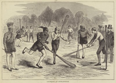 Lacrosse w Hurlingham (grawerowanie) autorstwa English School
