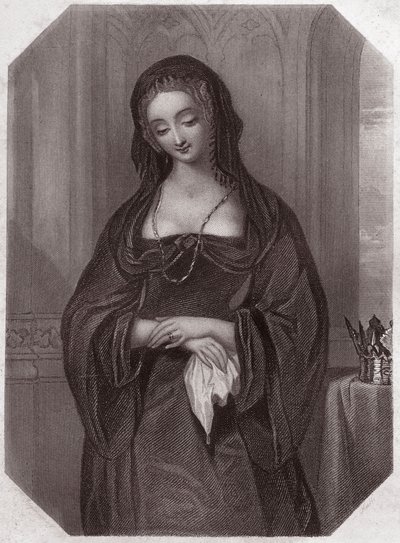 Lady Grey (Henryk VI) (Henryk VI) (Elizabeth Woodville) w – „” Galerie des femmes de Shakespeare, zbiór czterdziestu pięciu poważnych portretów wczesnych londyńskich artystów, wzbogacony o uwagi krytyczne i literackie””” około 1838 r. – z „ „Galeria kobiet autorstwa English School