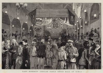 Jubileuszowy bal przebierańców Lady Roberts w Simli (grawerunek) autorstwa English School