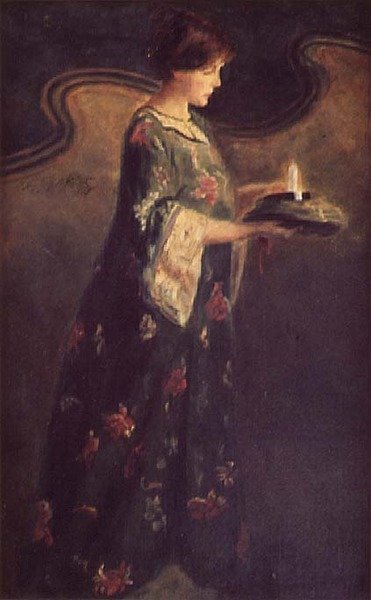Dama ze świecą, ok.1890 autorstwa English School
