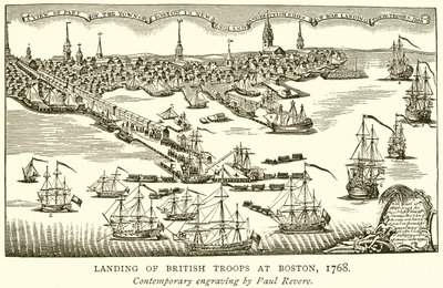 Lądowanie wojsk brytyjskich w Bostonie, 1768 autorstwa English School