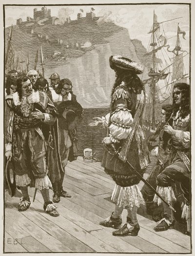 Lądowanie Karola II w Dover, 26 maja 1660, ilustracja z Cassells Illustrated History of England (zdjęcie w sepii) autorstwa English School
