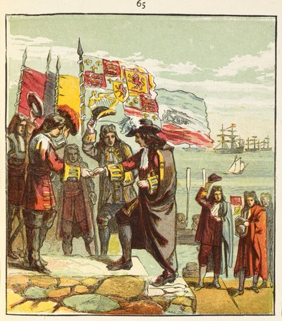 „Lądowanie Wilhelma Orańskiego”. 5 listopada 1688 roku Wilhelm najechał Anglię. autorstwa English School
