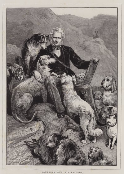 Landseer i jego przyjaciele (grafika) autorstwa English School