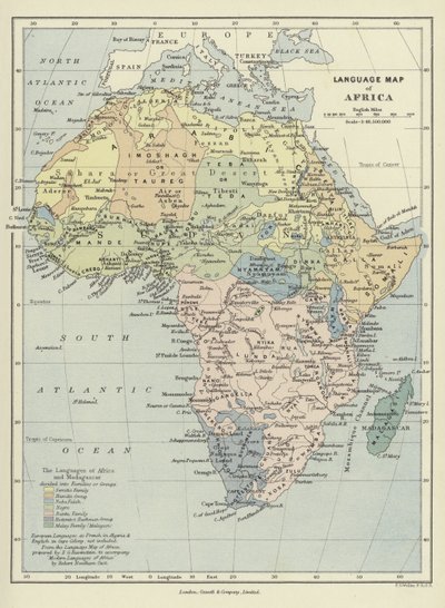 Językowa mapa Afryki autorstwa English School