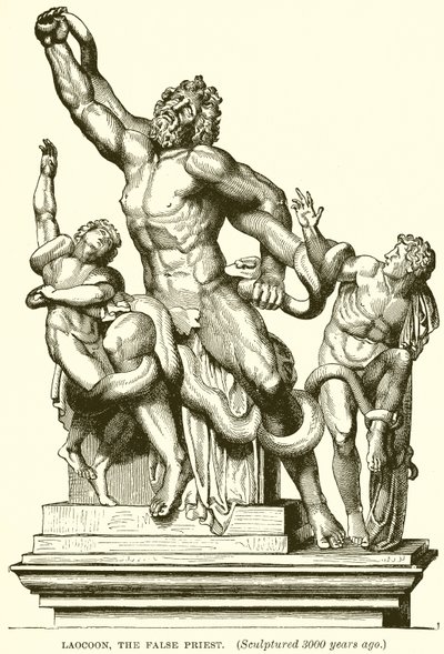 Laocoon, fałszywy kapłan. (Wyrzeźbiony 3000 lat temu) (rycina) autorstwa English School