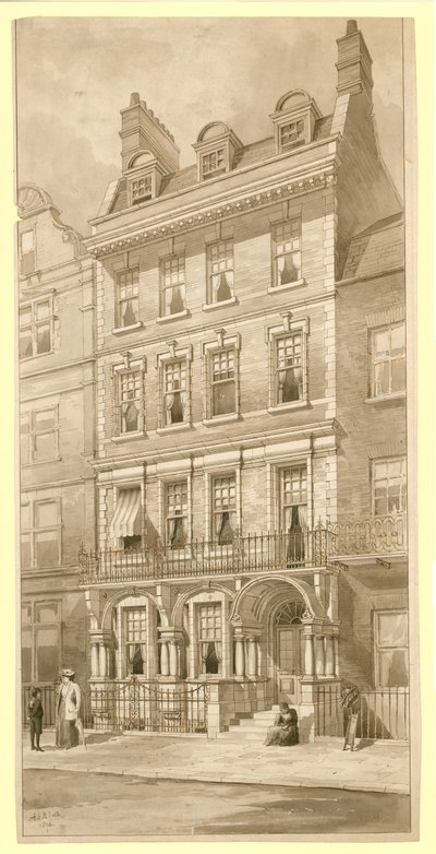 Ostatni dom na rogu Bedford Square i Adeline Street, Londyn (wc na papierze) autorstwa English School