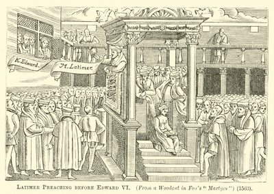 Głoszenie Latimera przed Edwardem VI autorstwa English School