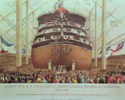 Uruchomienie H.M.S. Royal Albert, Steam Steamer, 131 Guns, w Woolwich, 13 maja 1854 r autorstwa English School