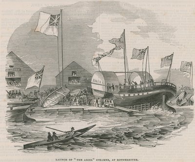 Uruchomienie parowca Ariel w Rotherhithe autorstwa English School