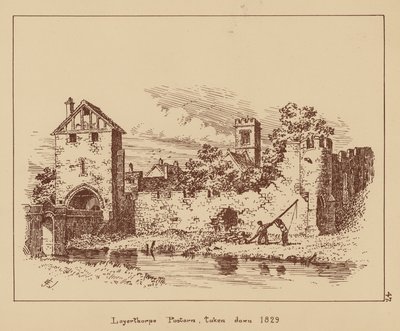 Layerthorpe Postern, rozebrana w 1829 r. (litografia) autorstwa English School