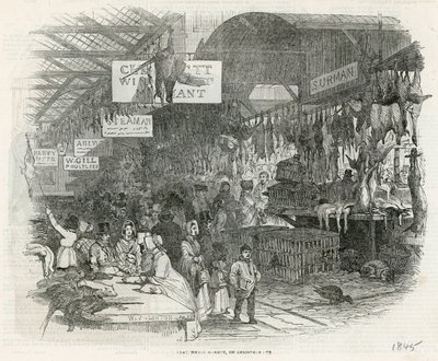 Targ Leadenhall w Wigilię, 1845 autorstwa English School