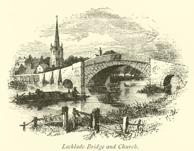 Most i kościół Lechlade autorstwa English School