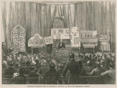 Wykład dla robotników na temat ozdobnych elementów ślusarskich w South Kensington Museum autorstwa English School