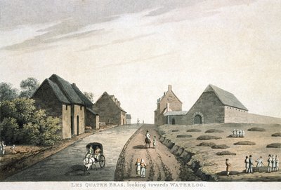 Les Quatre Bras, patrząc w stronę Waterloo, wyd. R. Bowyer autorstwa English School