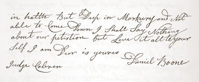 List Daniela Boone do sędziego Johna Cobrena, oryginał z dnia 5 października 1809 r. (patrz także 619583) autorstwa English School