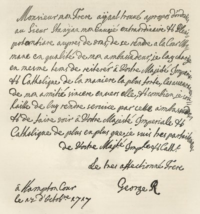List Jerzego I do Karola VI, 1717, opublikowany w „Godzinie wypoczynku”, 1891 autorstwa English School