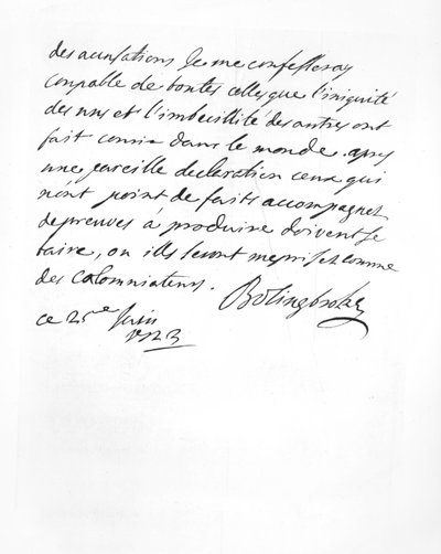 List wysłany przez lorda Bolingbroke do księdza Alari (lito) autorstwa English School