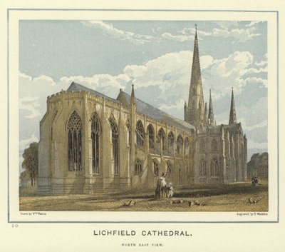 Katedra w Lichfield, widok na północny wschód autorstwa English School